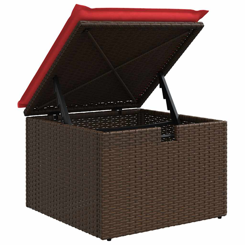 Salon de jardin 6 pcs avec coussins marron résine tressée
