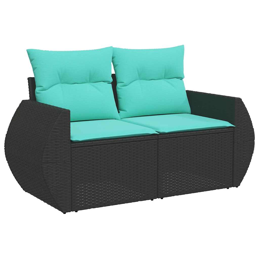 Salon de jardin avec coussins 7 pcs gris résine tressée acacia