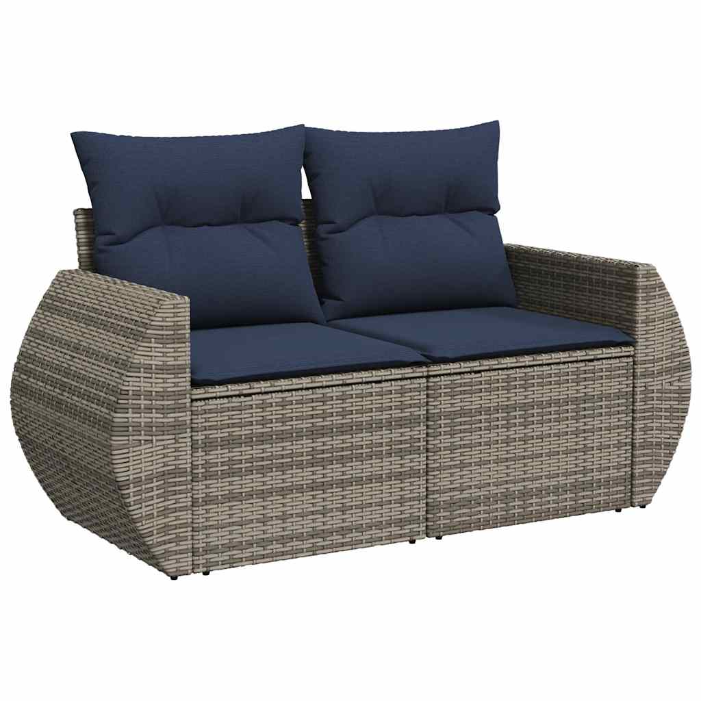 Salon de jardin avec coussins 7pcs marron résine tressée acacia