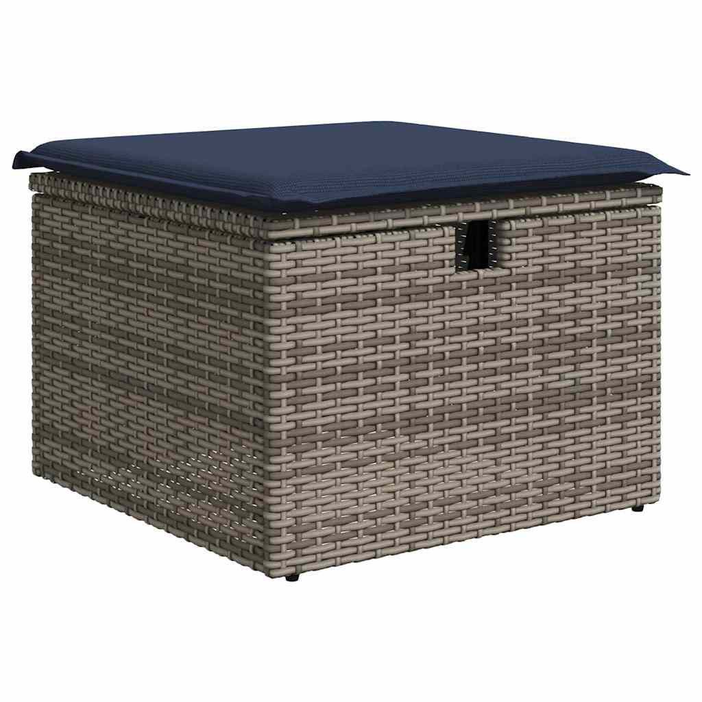 Salon de jardin avec coussins 7 pcs gris résine tressée acacia