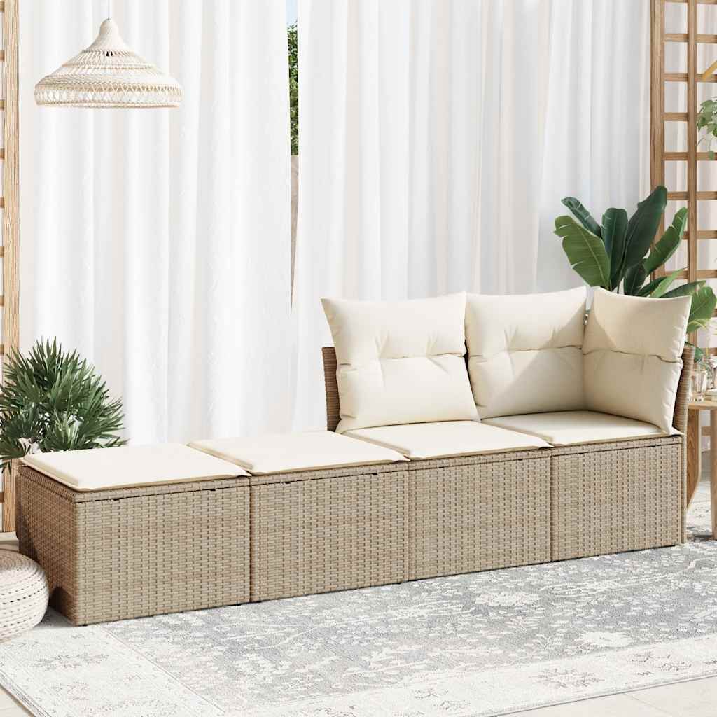 Salon de jardin avec coussins 2 pcs beige résine tressée acacia