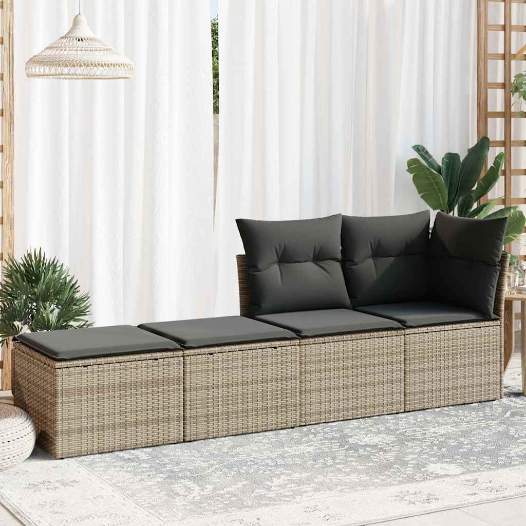 Salon de jardin 2 pcs avec coussins gris résine tressée acacia