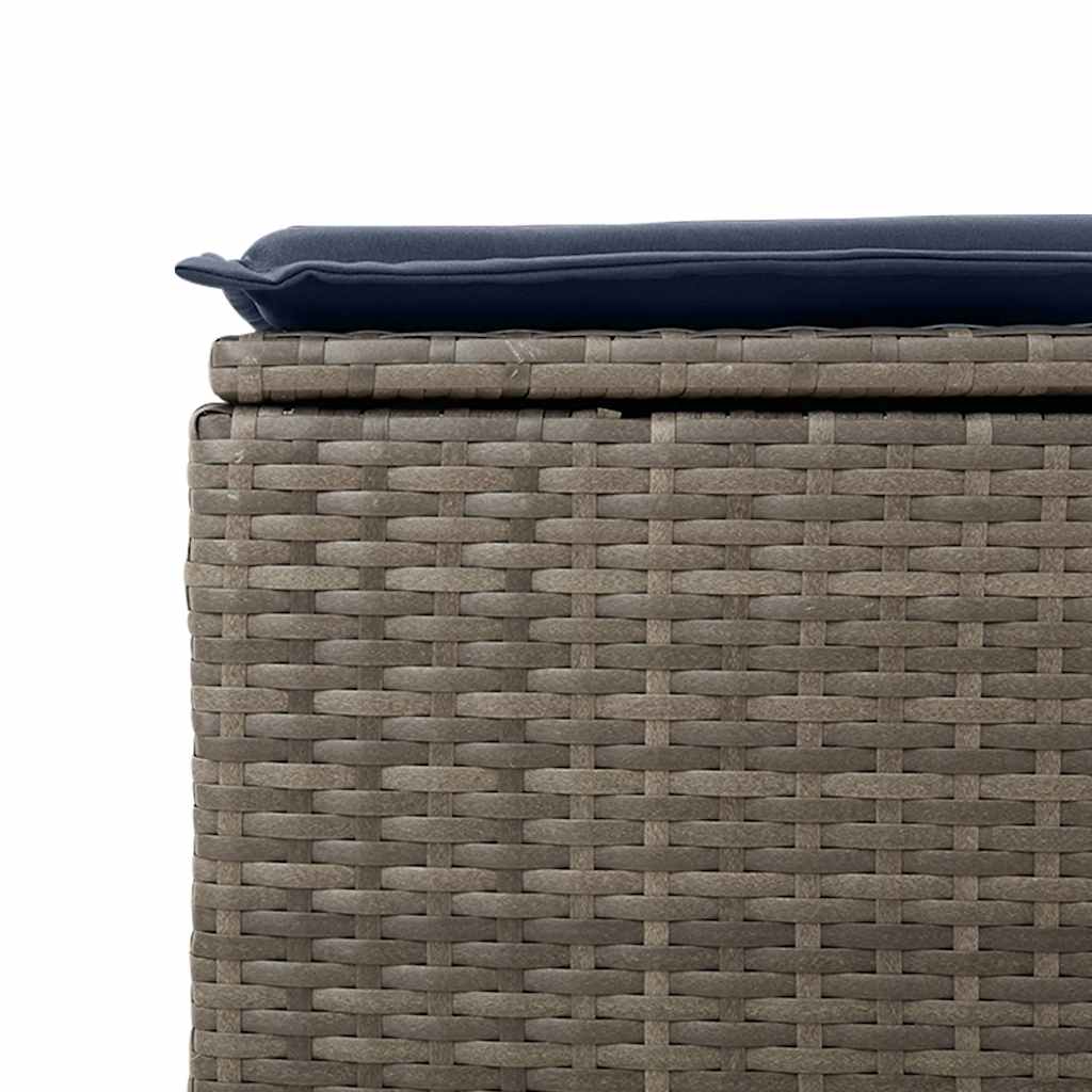 Salon de jardin 2 pcs avec coussins gris résine tressée acacia
