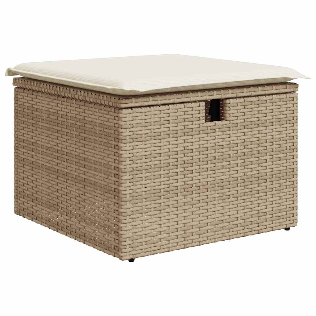 Salon de jardin avec coussins 2 pcs beige résine tressée acacia