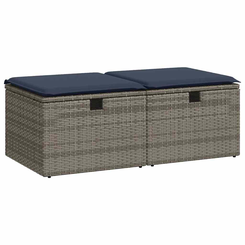 Salon de jardin 2 pcs avec coussins gris résine tressée acacia