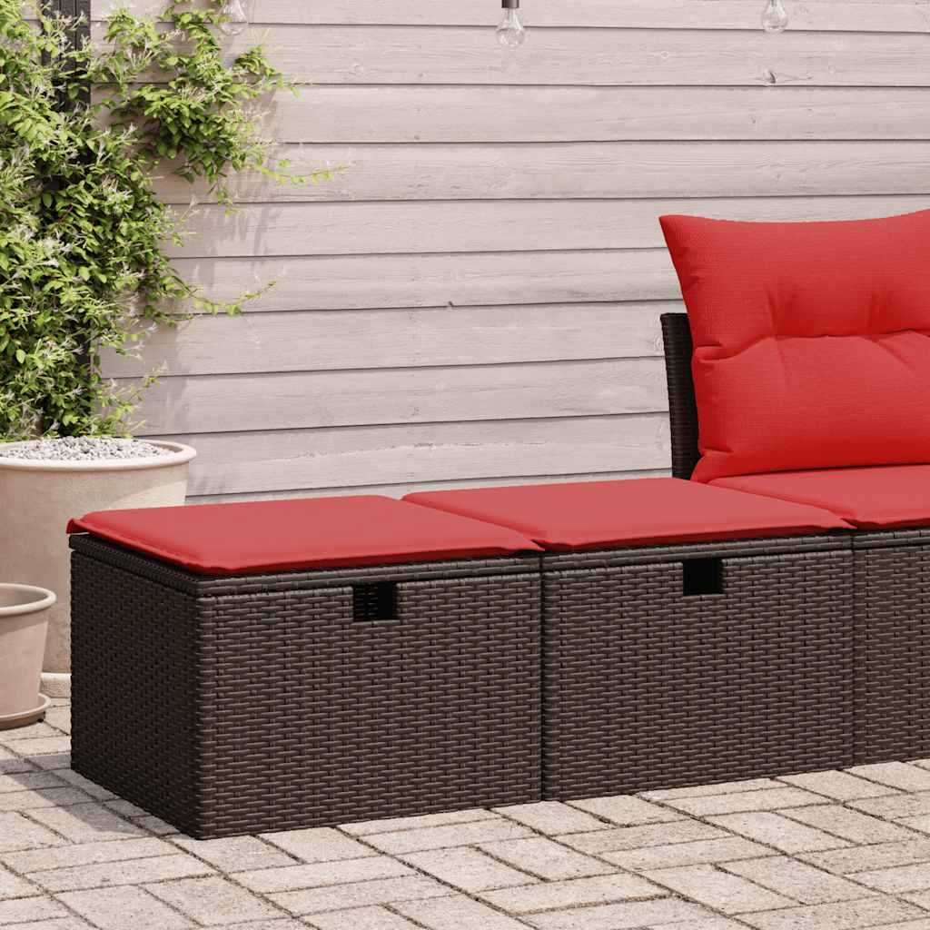 Salon de jardin avec coussins 2pcs marron résine tressée acacia