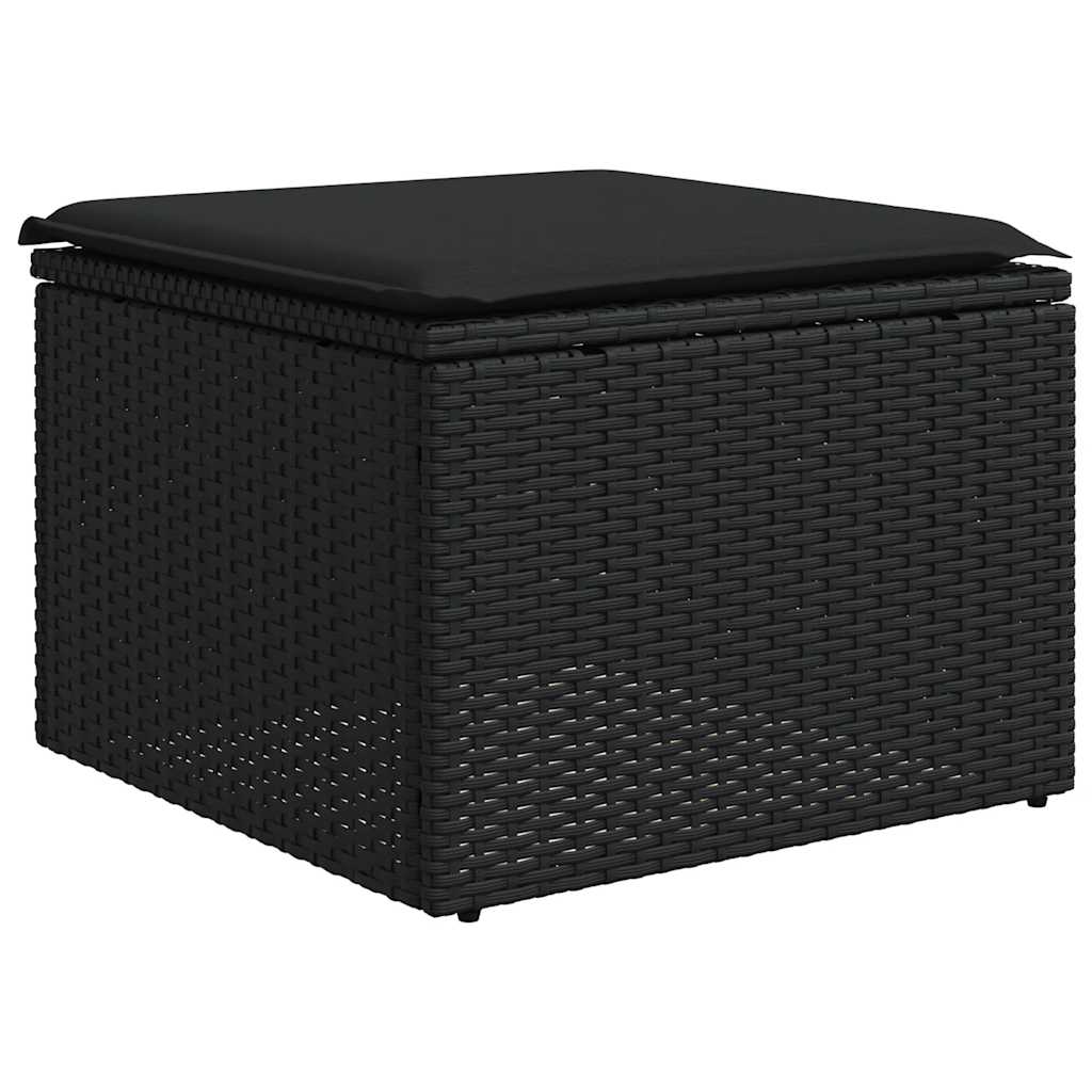 Salon de jardin avec coussins 2 pcs noir résine tressée acacia