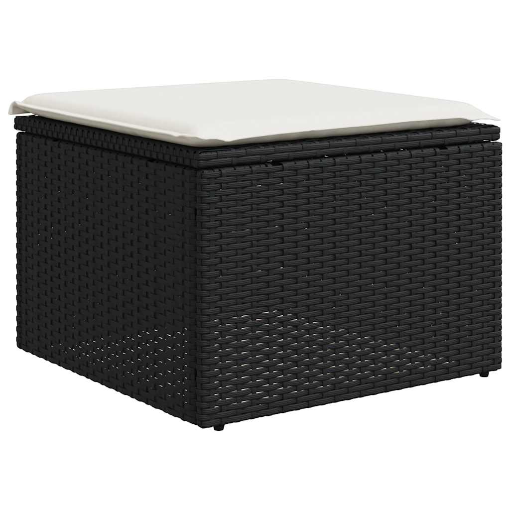 Salon de jardin avec coussins 2 pcs noir résine tressée acacia
