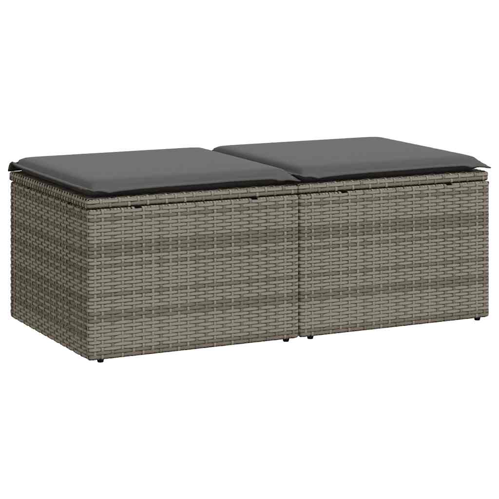 Salon de jardin 2 pcs avec coussins gris résine tressée acacia
