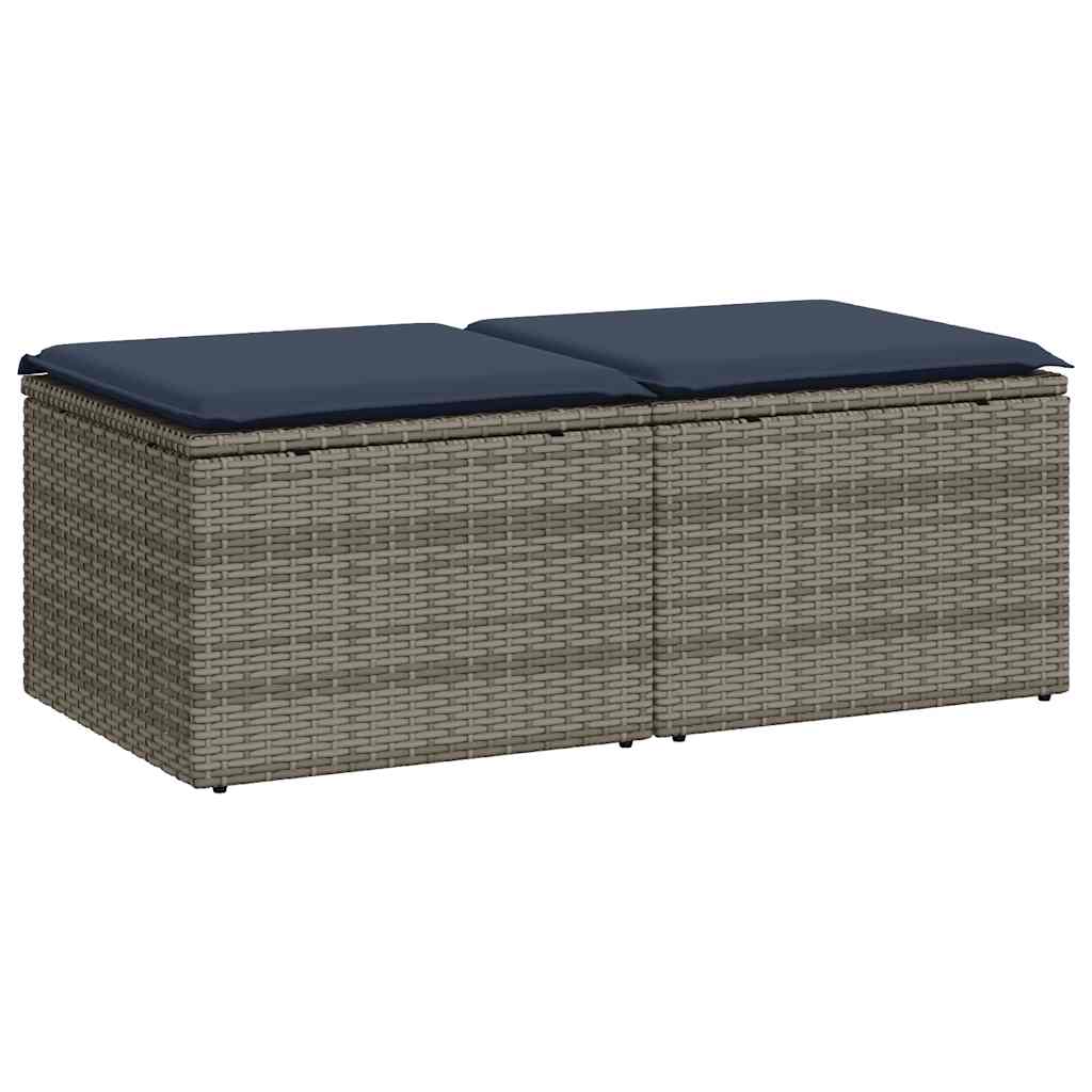 Salon de jardin 2 pcs avec coussins gris résine tressée acacia