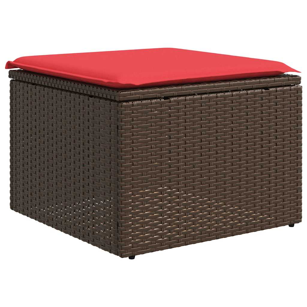 Salon de jardin avec coussins 2pcs marron résine tressée acacia