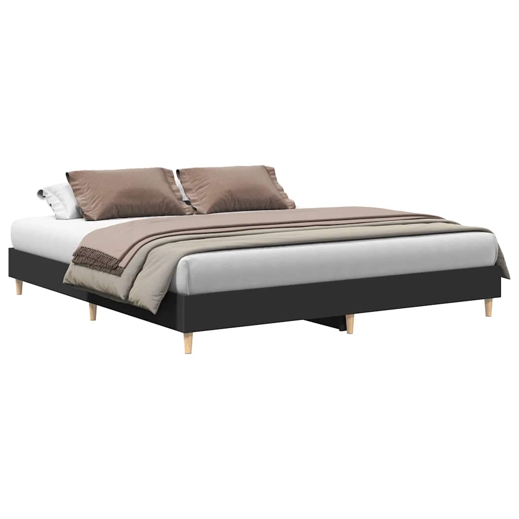 Cadre de lit sans matelas noir 200x200 cm bois d'ingénierie - XIOS
