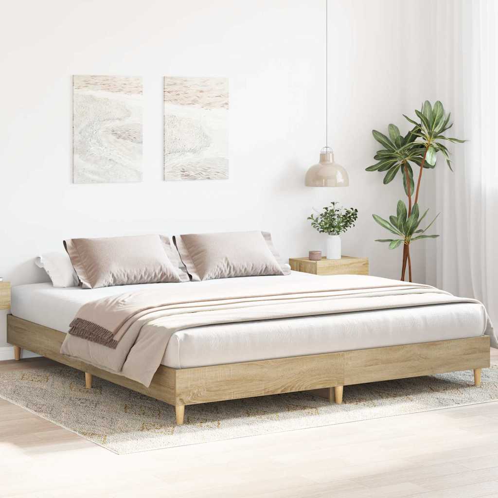 Cadre de lit sans matelas chêne sonoma 200x200 cm