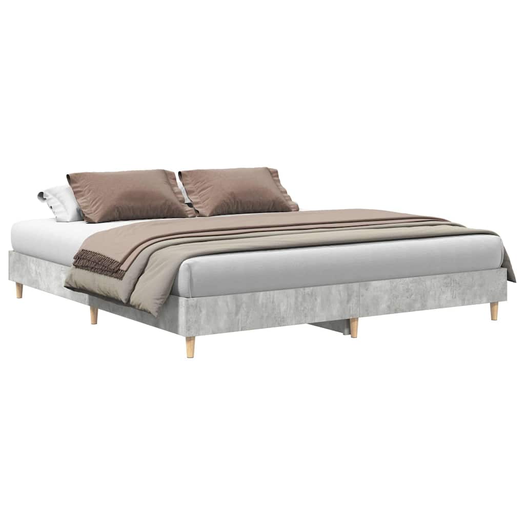 Cadre de lit sans matelas gris béton 200x200 cm bois ingénierie - XIOS
