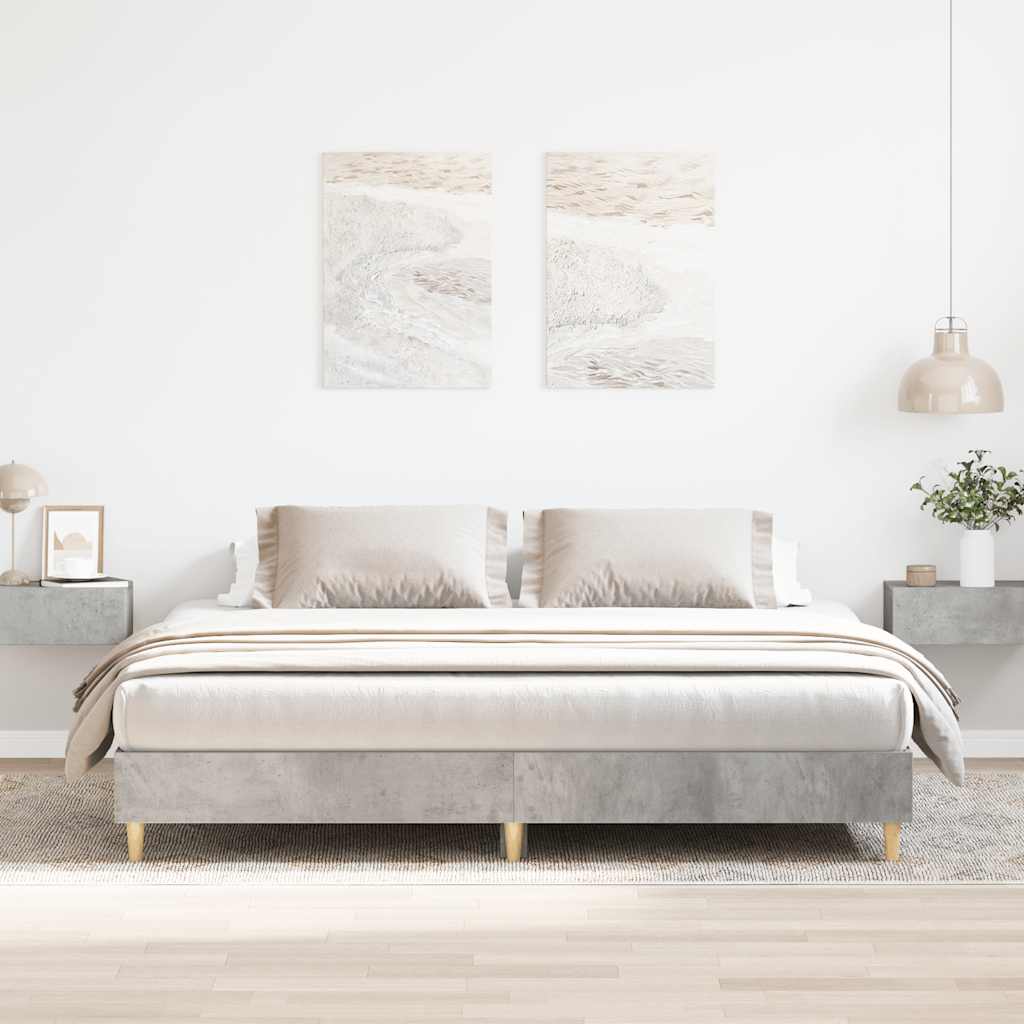 Cadre de lit sans matelas gris béton 200x200 cm bois ingénierie - XIOS