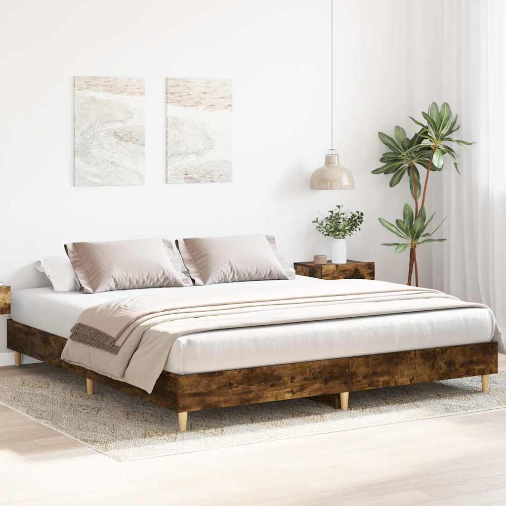 Cadre de lit sans matelas chêne fumé 200x200 cm bois ingénierie - XIOS