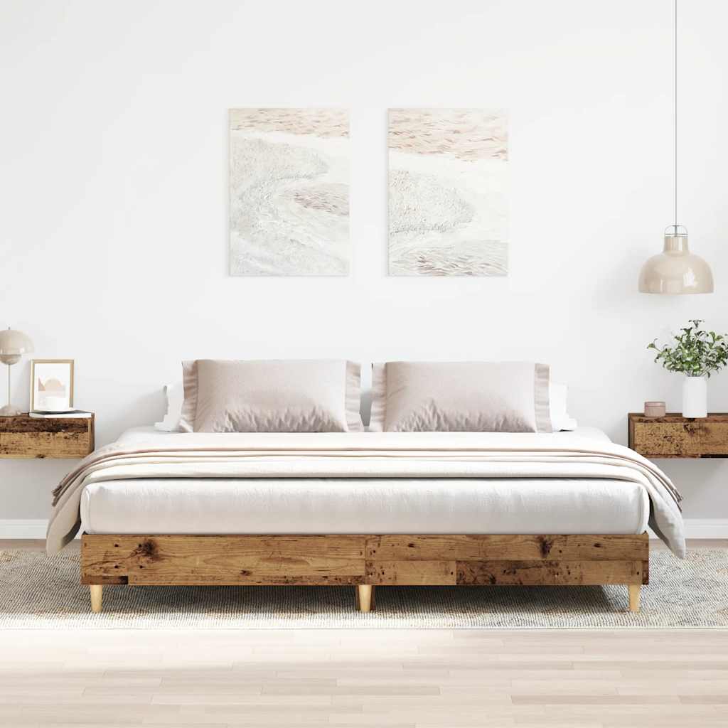 Cadre de lit sans matelas vieux bois 200x200 cm bois ingénierie - XIOS