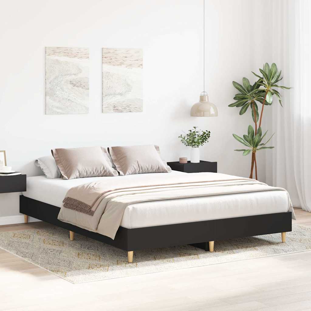 Cadre de lit sans matelas noir 150x200 cm bois d'ingénierie - XIOS