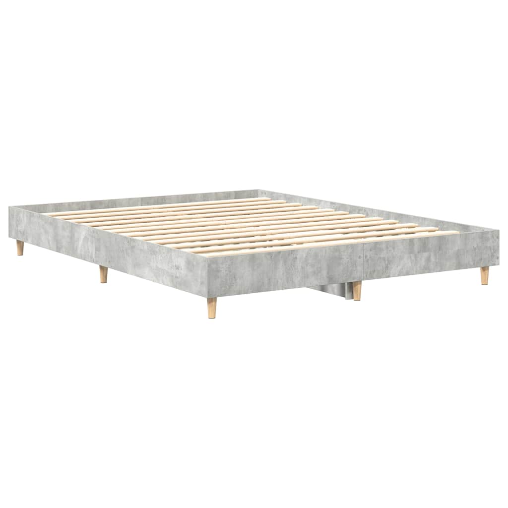 Cadre de lit sans matelas gris béton 150x200 cm bois ingénierie - XIOS