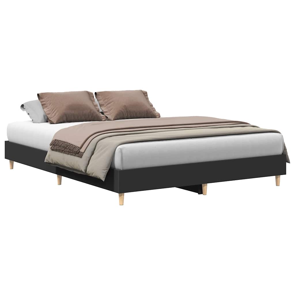 Cadre de lit sans matelas noir 140x200 cm bois d'ingénierie - XIOS