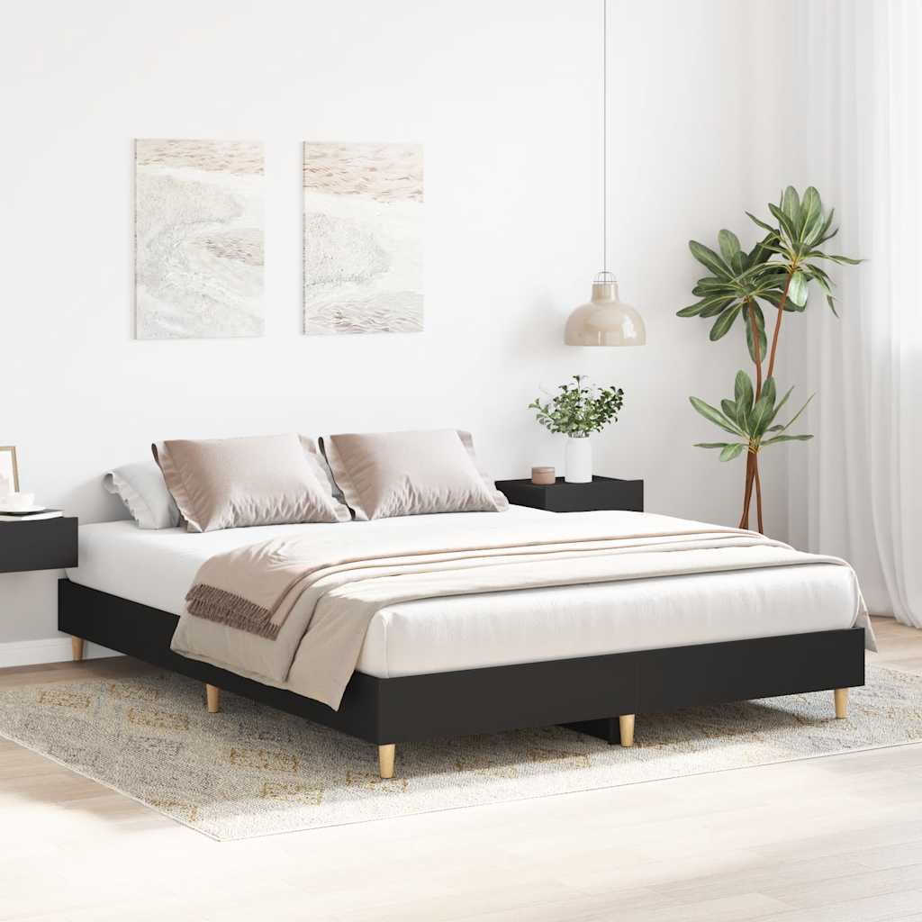 Cadre de lit sans matelas noir 140x200 cm bois d'ingénierie - XIOS