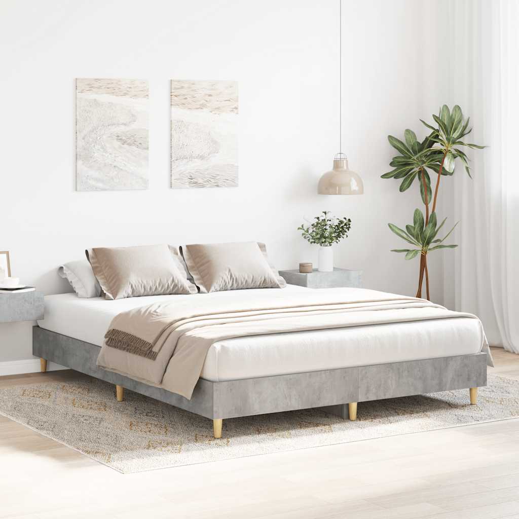 Cadre de lit sans matelas gris béton 140x200 cm bois ingénierie - XIOS