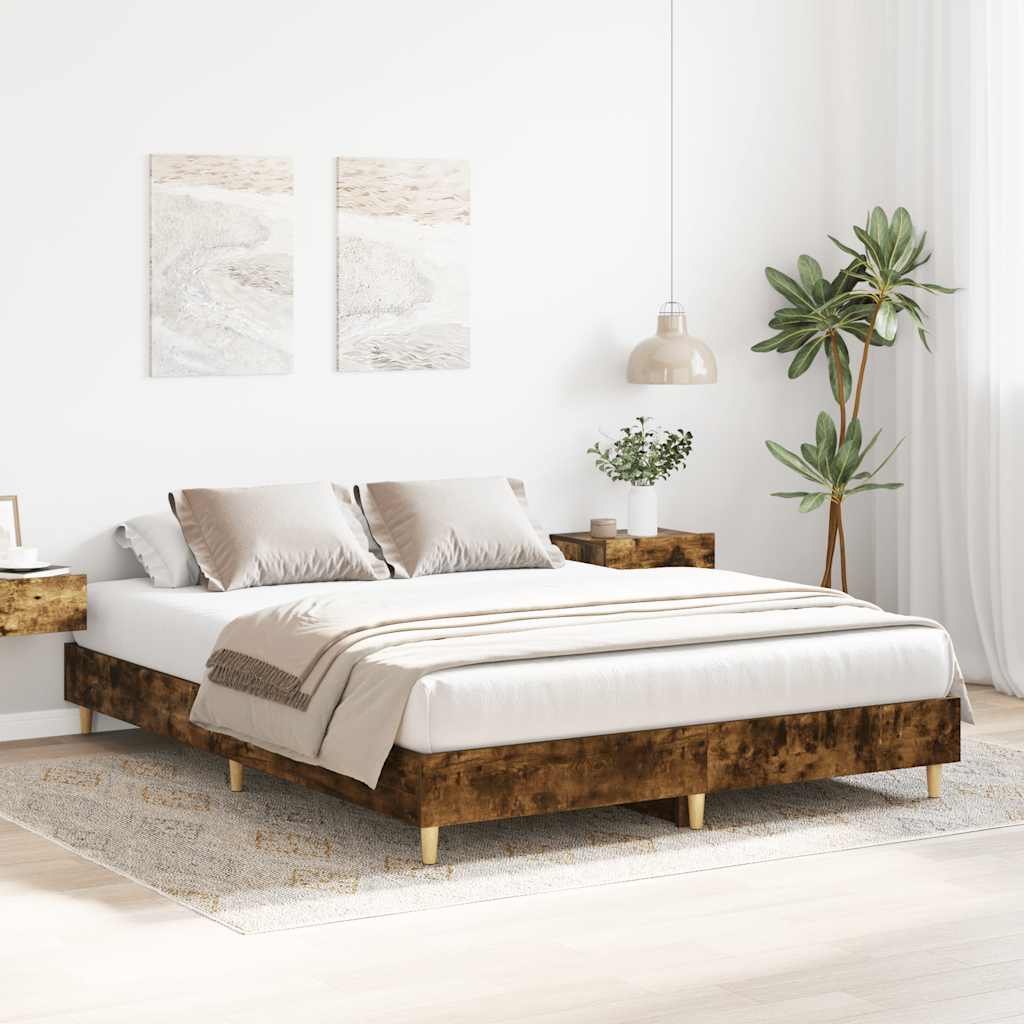 Cadre de lit sans matelas chêne fumé 140x200 cm bois ingénierie - XIOS