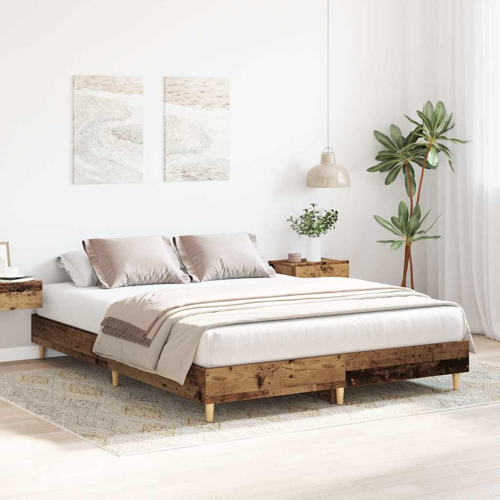 Cadre de lit sans matelas vieux bois 140x200 cm bois ingénierie - XIOS