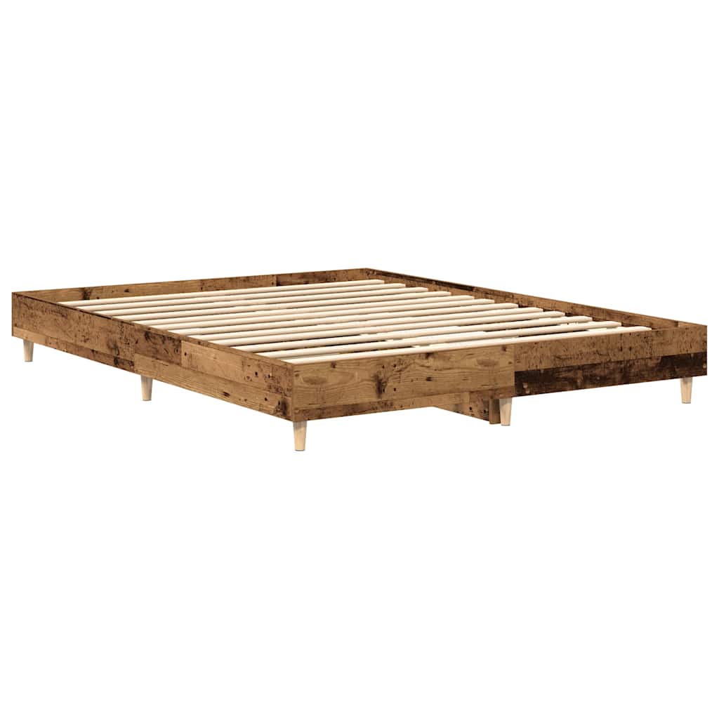Cadre de lit sans matelas vieux bois 140x200 cm bois ingénierie - XIOS