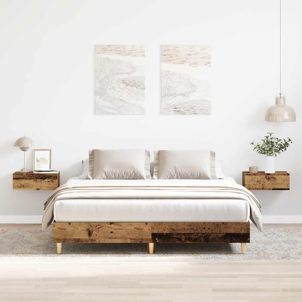 Cadre de lit sans matelas vieux bois 140x200 cm bois ingénierie - XIOS