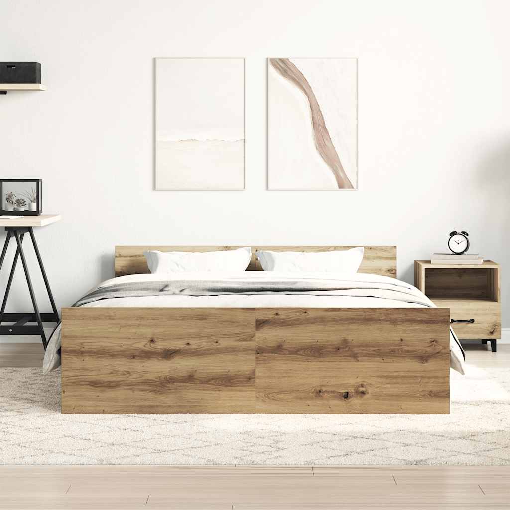 Cadre de lit sans matelas chêne artisanal 140x200 cm - XIOS