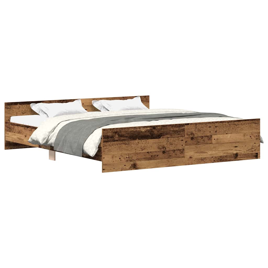 Cadre de lit sans matelas vieux bois 160x200 cm bois ingénierie - XIOS