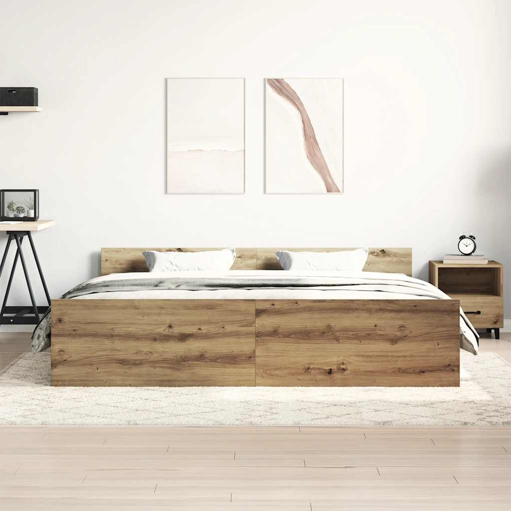 Cadre de lit sans matelas chêne artisanal 180x200 cm - XIOS