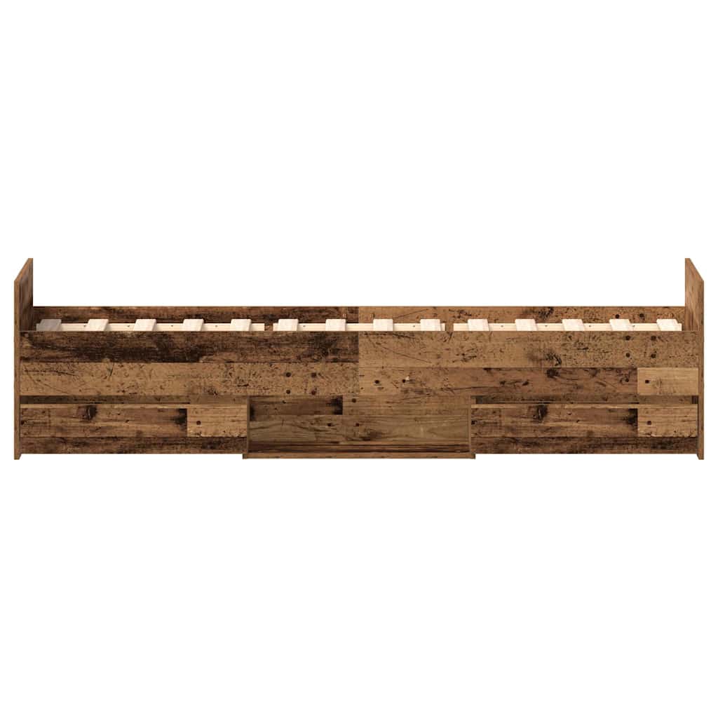 Cadre de lit sans matelas vieux bois 100x200 cm bois ingénierie - XIOS