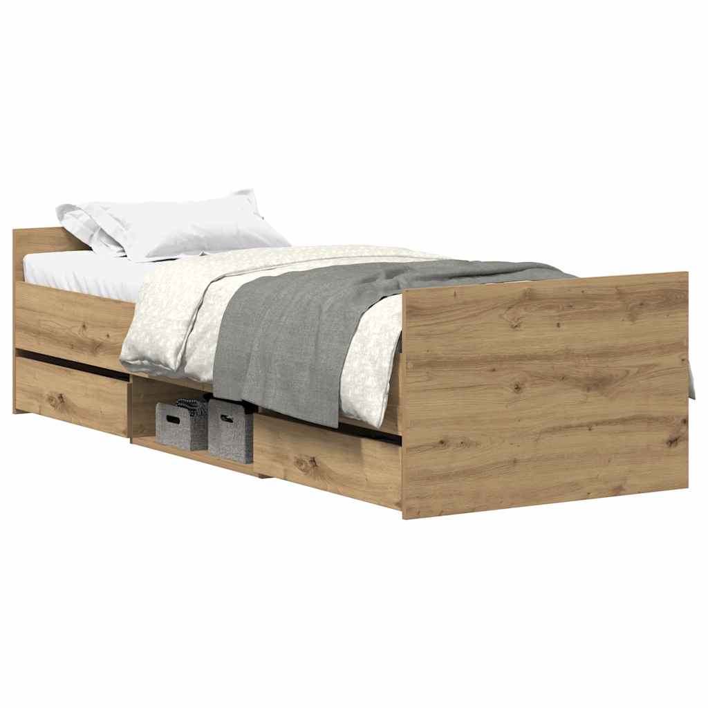 Cadre de lit sans matelas chêne artisanal 100x200 cm - XIOS