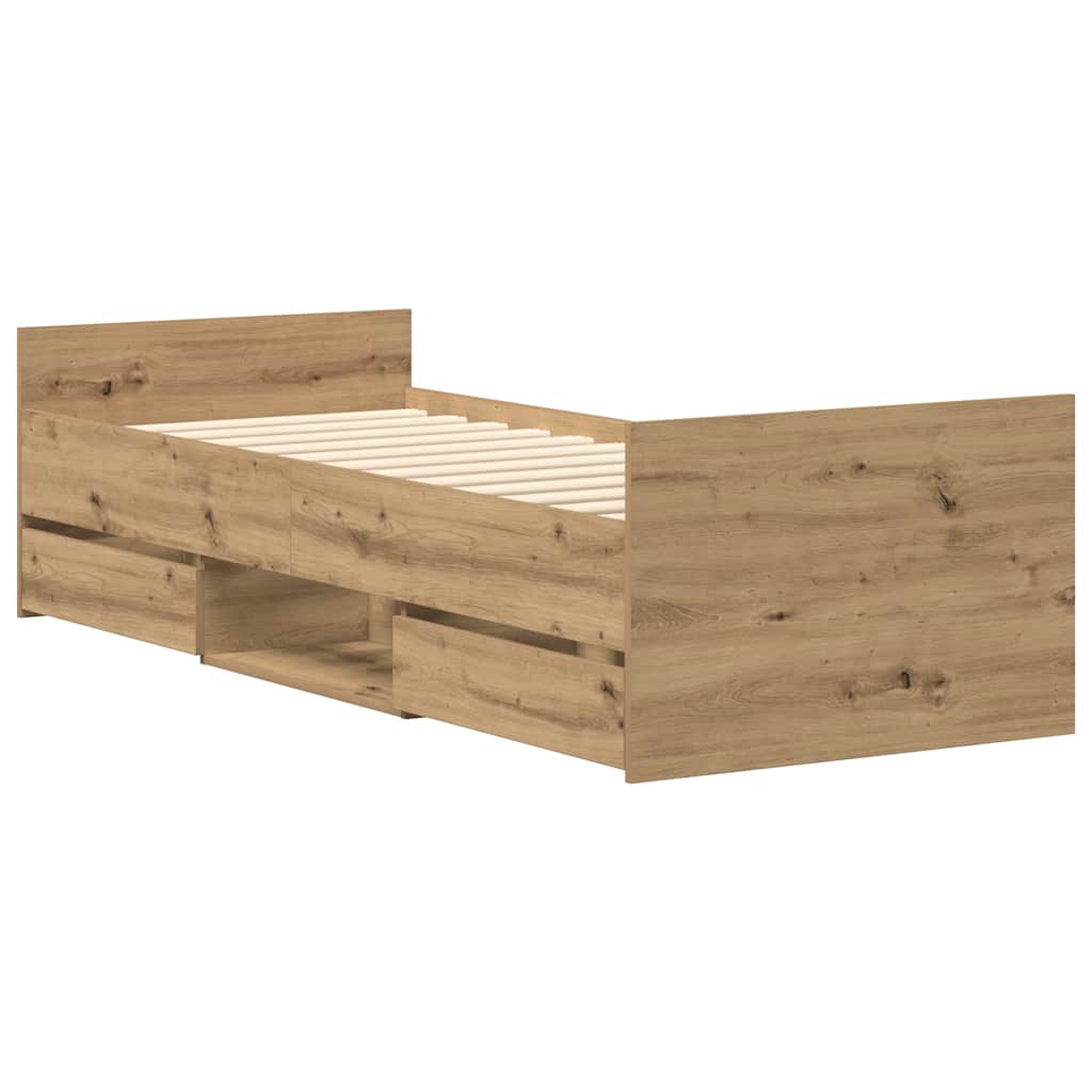 Cadre de lit sans matelas chêne artisanal 100x200 cm - XIOS