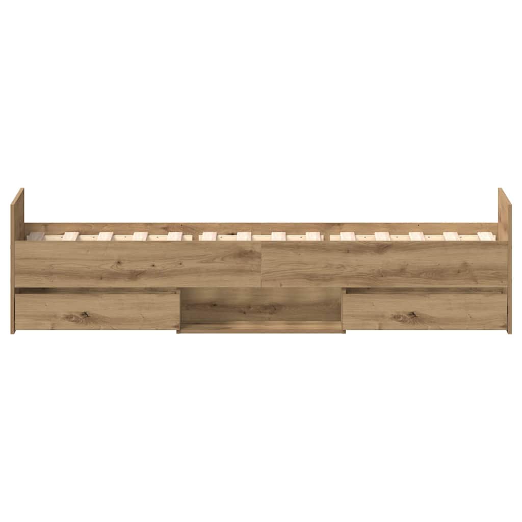 Cadre de lit sans matelas chêne artisanal 100x200 cm - XIOS