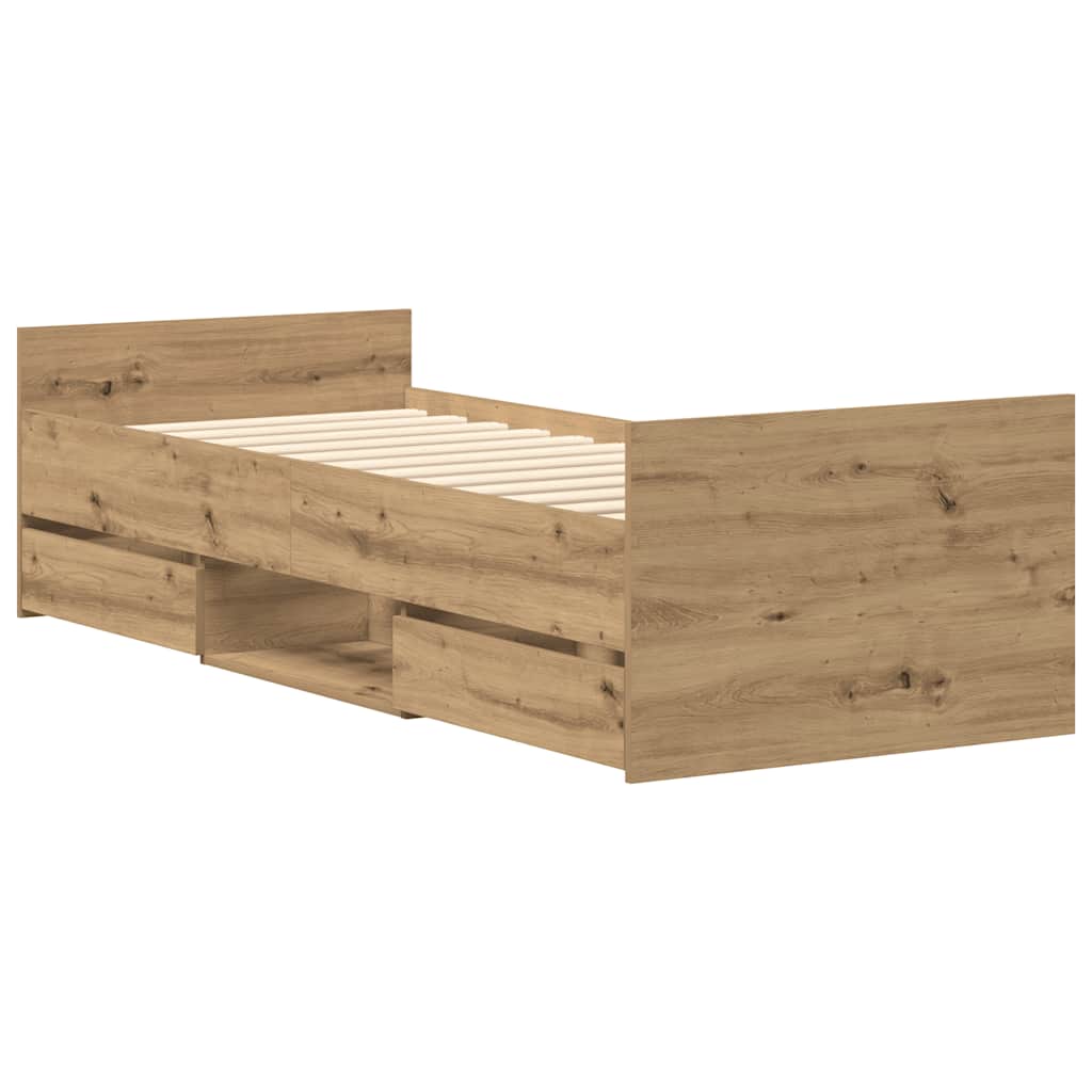 Cadre de lit sans matelas chêne artisanal 90x200 cm - XIOS