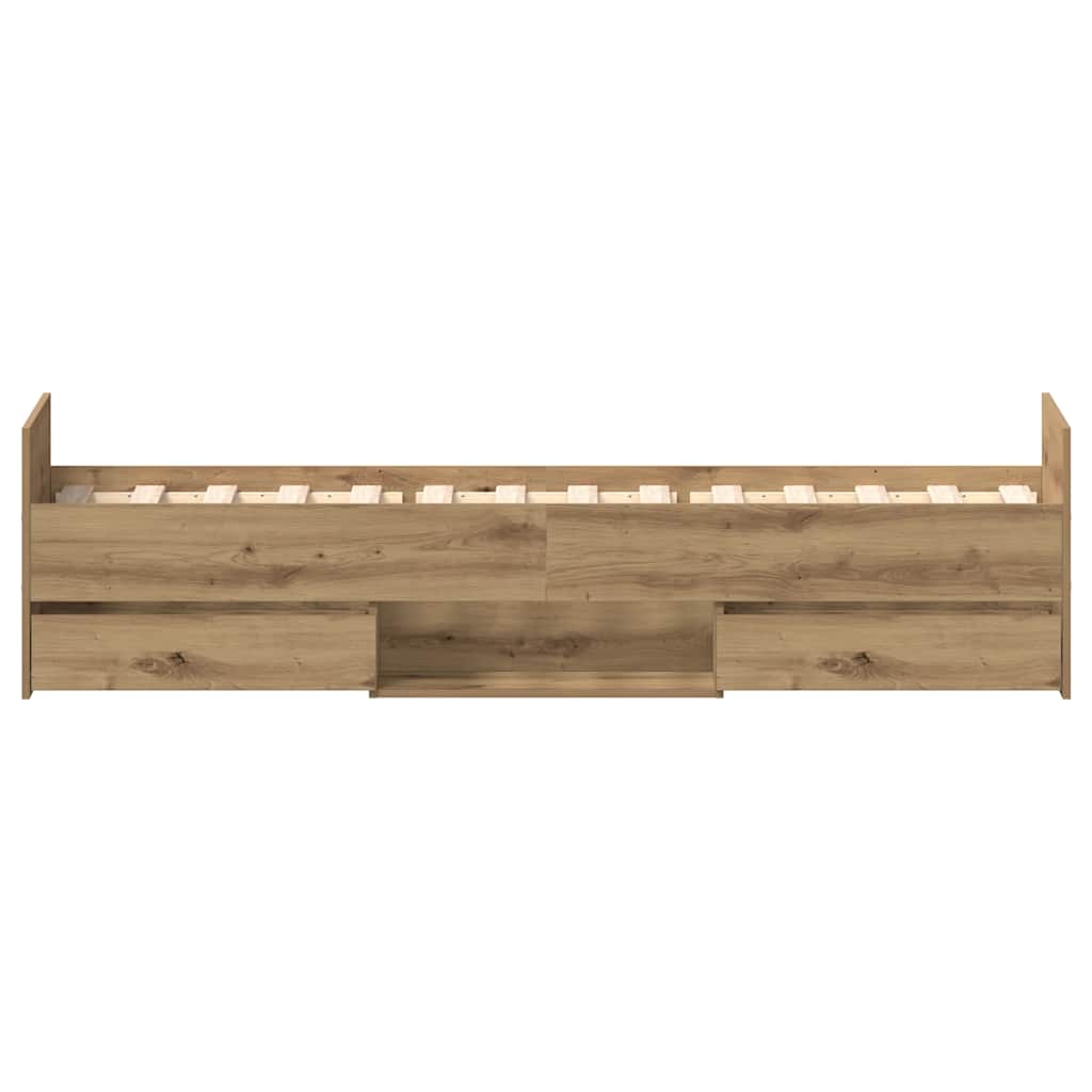 Cadre de lit sans matelas chêne artisanal 90x200 cm - XIOS