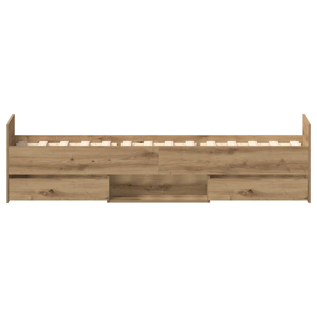 Cadre de lit sans matelas chêne artisanal 90x190 cm - XIOS