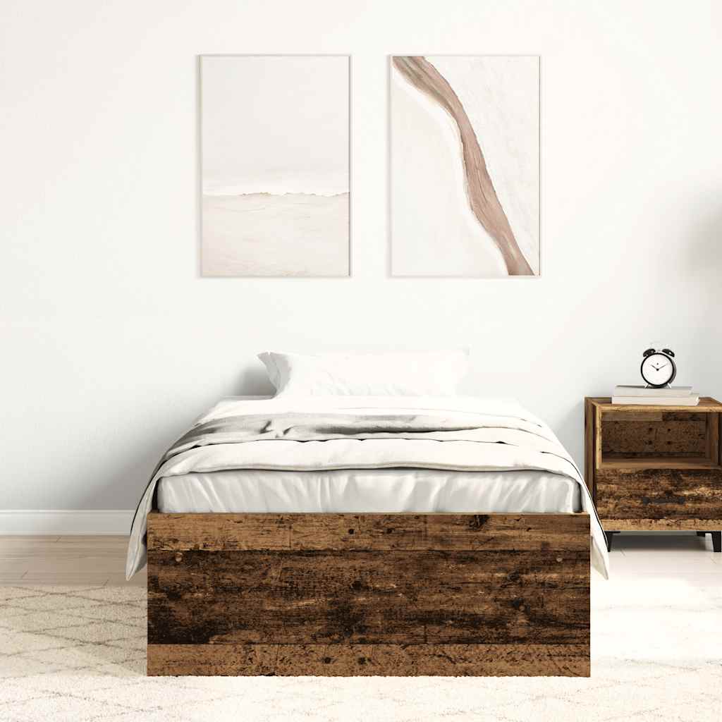 Cadre de lit sans matelas vieux bois 100x200 cm bois ingénierie - XIOS