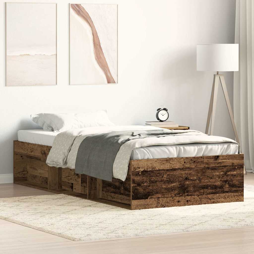 Cadre de lit sans matelas vieux bois 100x200 cm bois ingénierie - XIOS
