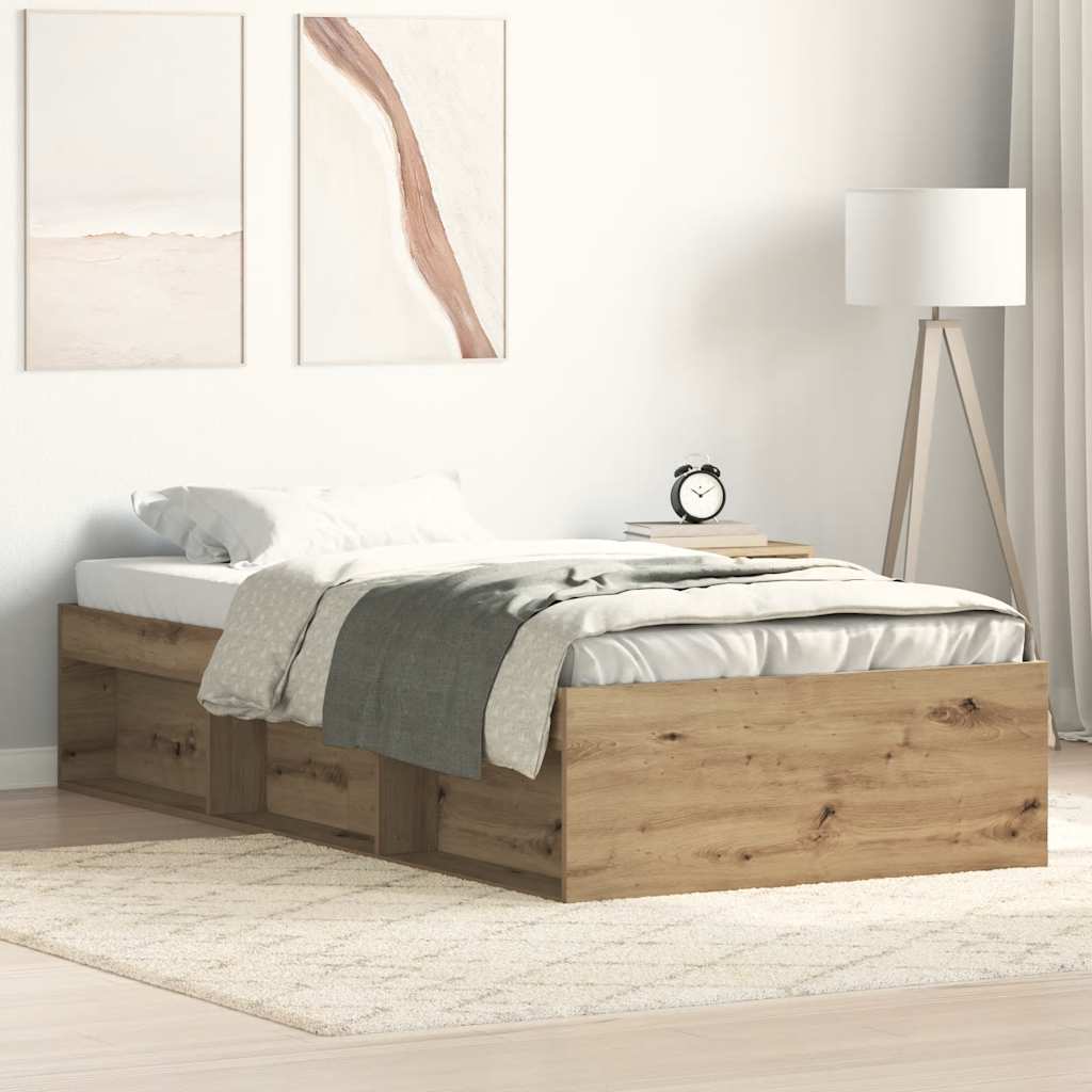Cadre de lit sans matelas chêne artisanal 100x200 cm - XIOS