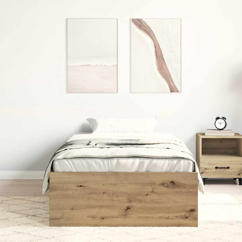 Cadre de lit sans matelas chêne artisanal 90x190 cm - XIOS