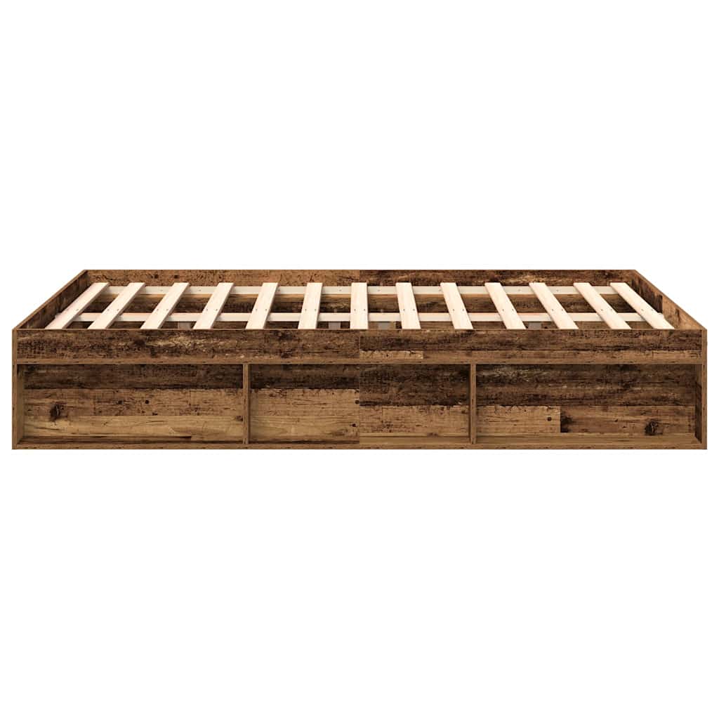 Cadre de lit sans matelas vieux bois 120x200 cm bois ingénierie - XIOS