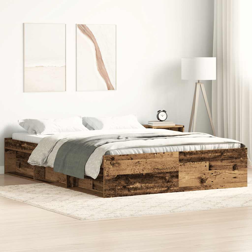 Cadre de lit sans matelas vieux bois 120x200 cm bois ingénierie - XIOS