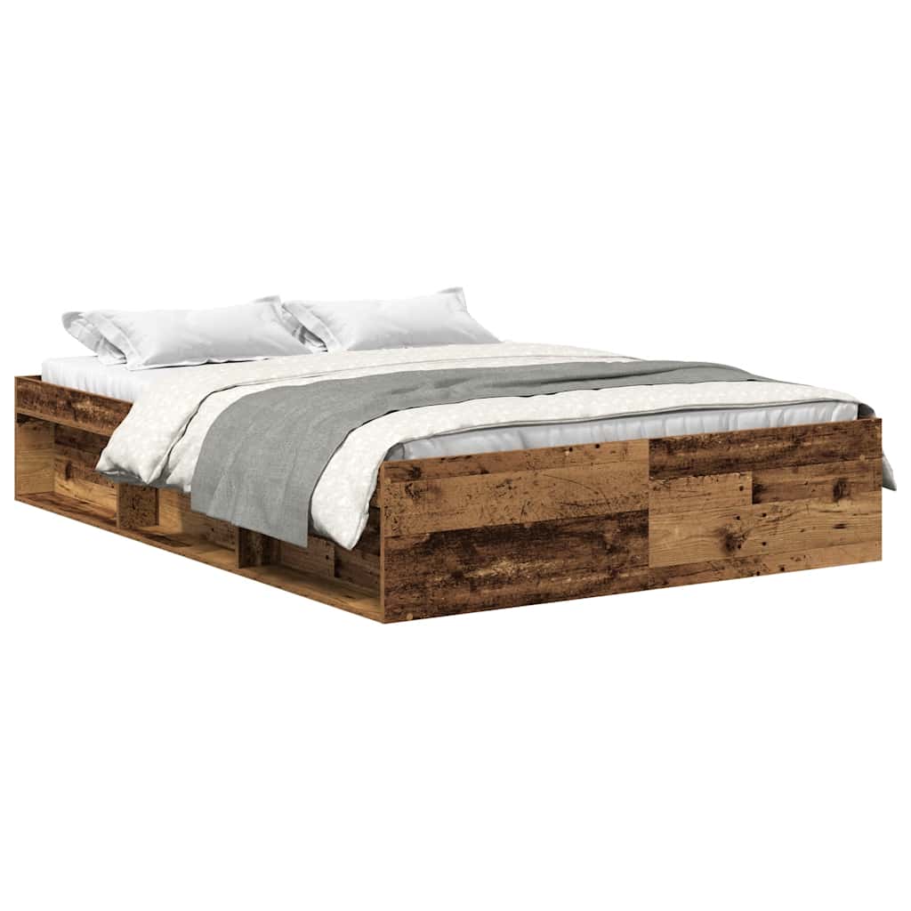 Cadre de lit sans matelas vieux bois 140x200 cm bois ingénierie - XIOS