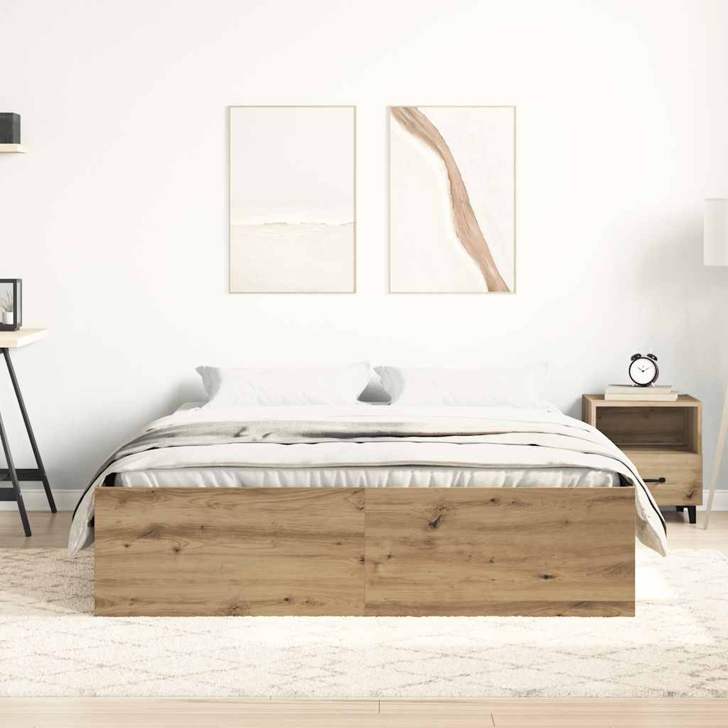 Cadre de lit sans matelas chêne artisanal 140x200 cm - XIOS
