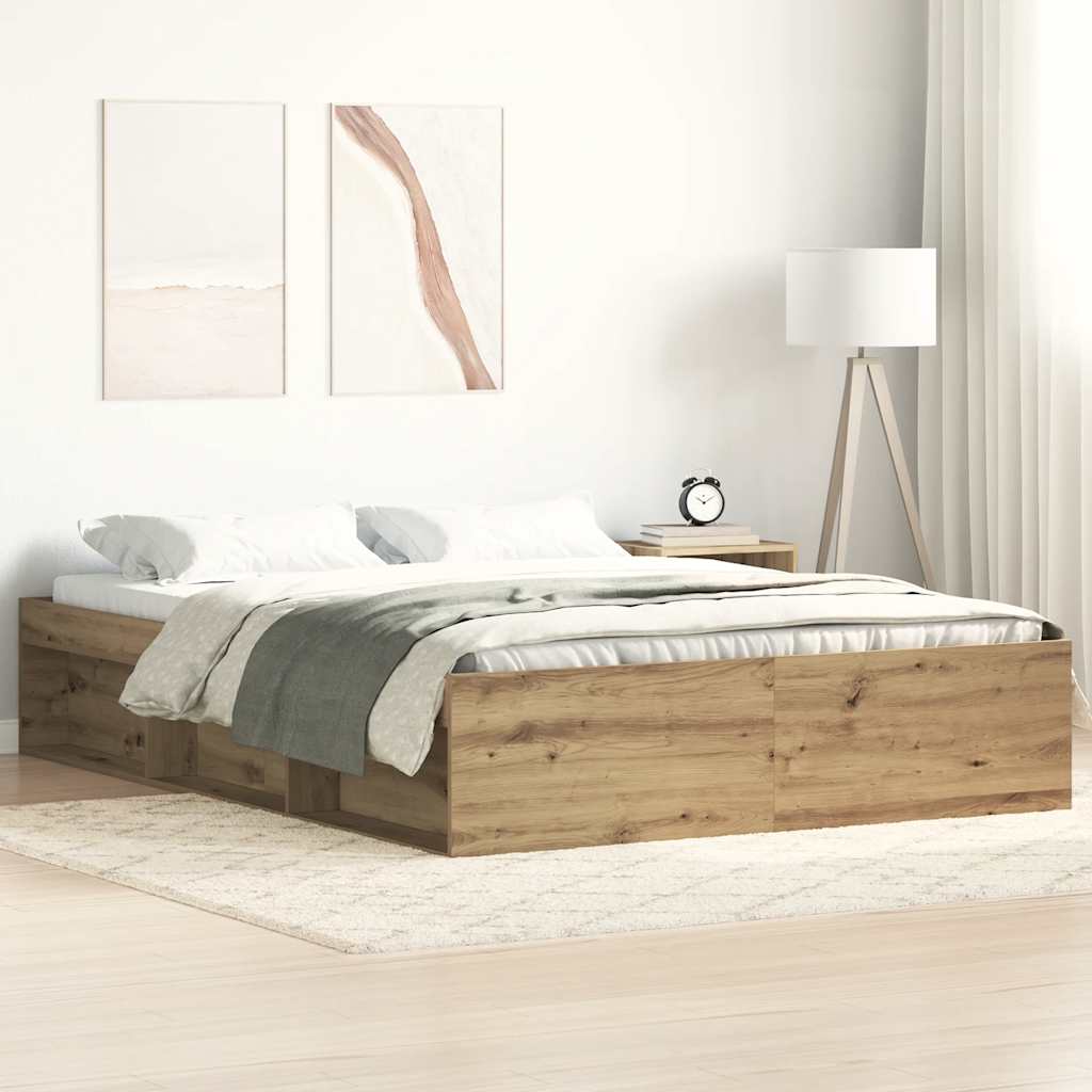 Cadre de lit sans matelas chêne artisanal 140x200 cm - XIOS