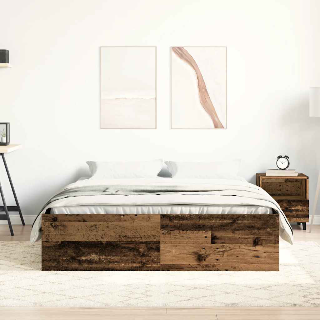 Cadre de lit sans matelas vieux bois 160x200 cm bois ingénierie - XIOS